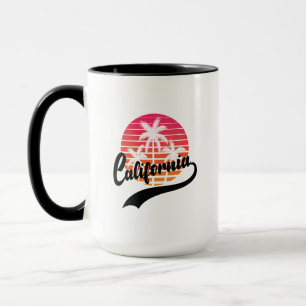 California Retro Sunset And Palms Trees Mug