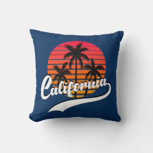 California Retro Sunset Throw Pillow