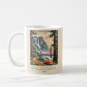 California Road Trip Vintage 3D Textured Landscape Coffee Mug
