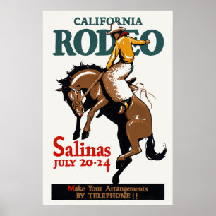 California Rodeo Salinas USA Poster vintage des an