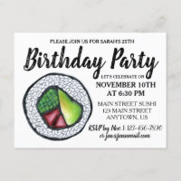 California Roll Japanese Food Sushi Birthday Party