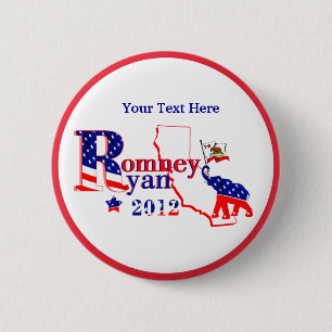 California Romney and Ryan 2012 Button - Customize