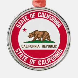 California Round Emblem Metal Ornament