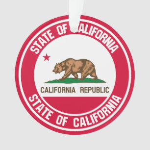 California Round Emblem Ornament