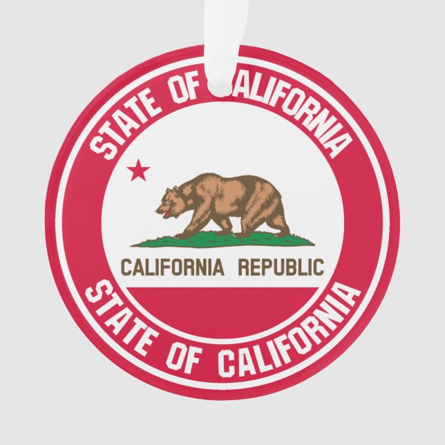 California Round Emblem Ornament (Front)