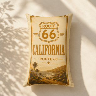 California Route 66 Coastal Retro Sofa Accent Lumbar Pillow