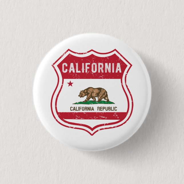California Route 66 Flag Poster Acrylic Print Trip 1 Inch Round Button (Front)