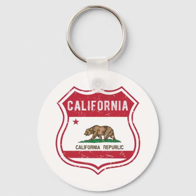 California Route 66 Flag Poster Acrylic Print Trip Keychain (Front)
