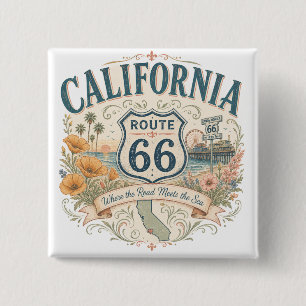 California Route 66 Golden Coast Keepsake 2 Inch Square Button