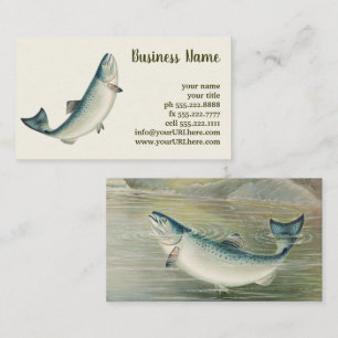 California Salmon by S.A. Kilbourne, Vintage Fish Business Card