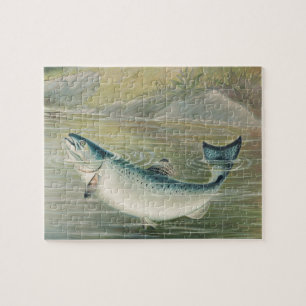 California Salmon by S.A. Kilbourne, Vintage Fish Jigsaw Puzzle