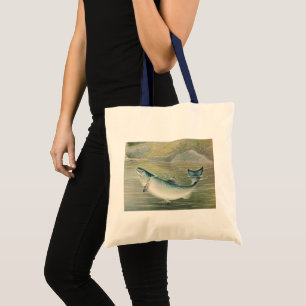 California Salmon by S.A. Kilbourne, Vintage Fish Tote Bag