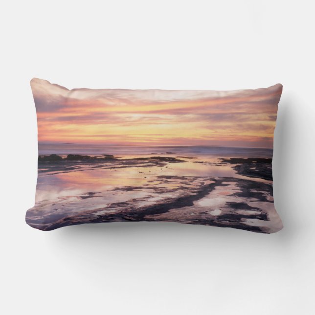 California, San Diego, Sunset Cliffs, Sunset 1 Lumbar Pillow (Front)