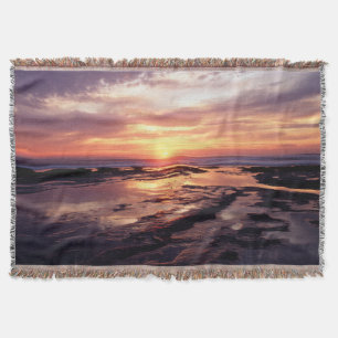 California, San Diego, Sunset Cliffs, Sunset 3 Throw Blanket
