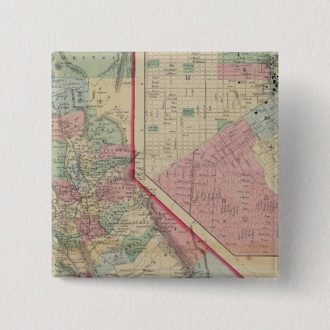 California, San Francisco Map by Mitchell 2 Inch Square Button (Front)