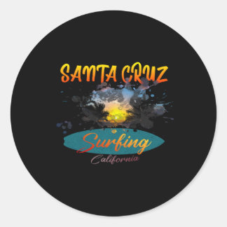 California Santa Cruz Surfing  Classic Round Sticker