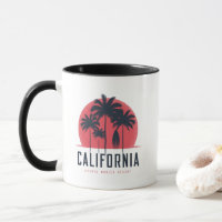 California Santa Monica Beach Retro Palm Tree