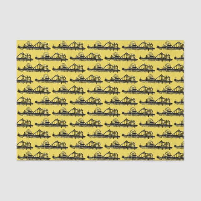 California Santa Monica CA Iconic Pier Silhouette Tissue Paper (Front)