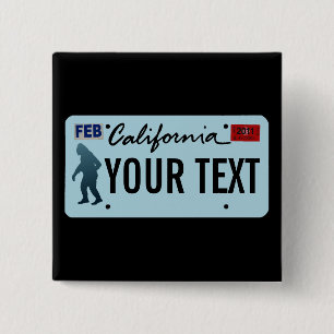 California Sasquatch License Plate 2 Inch Square Button