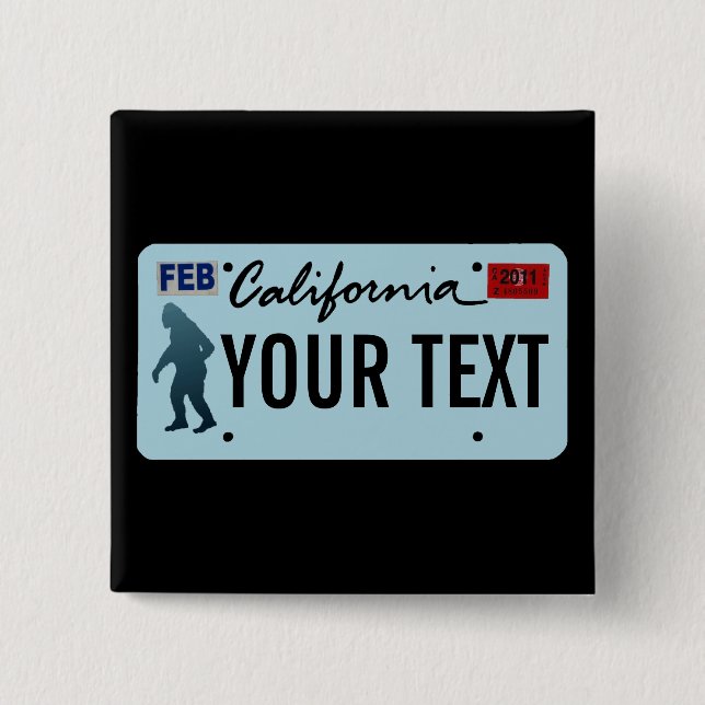 California Sasquatch License Plate 2 Inch Square Button (Front)