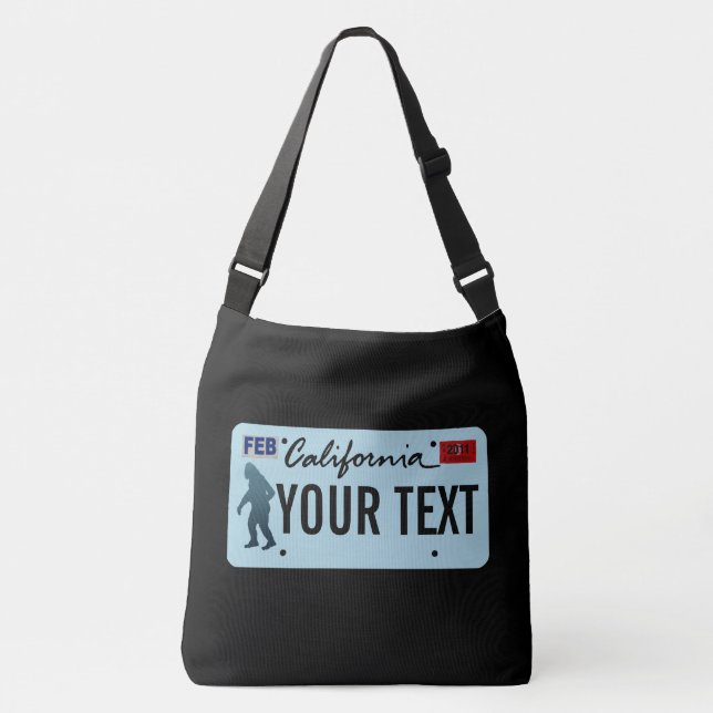 California Sasquatch License Plate Crossbody Bag (Front)