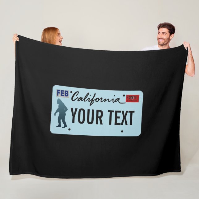 California Sasquatch License Plate Fleece Blanket (In Situ)