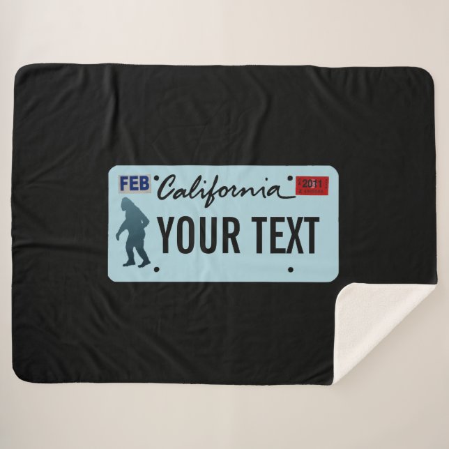 California Sasquatch License Plate Sherpa Blanket (Front (Horizontal))