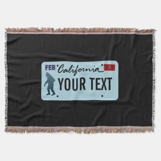 California Sasquatch License Plate Throw Blanket (Front)