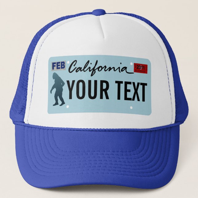California Sasquatch License Plate Trucker Hat (Front)