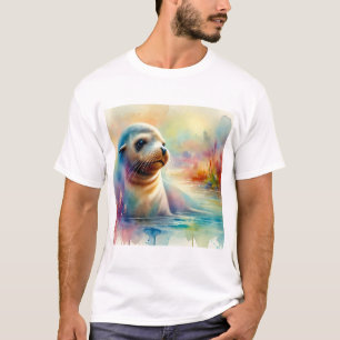 California Sea Lion 240824AREF120 - Watercolor T-Shirt