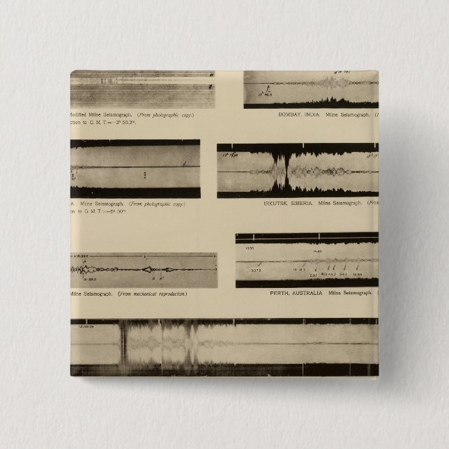 California Seismograms 2 Inch Square Button (Front)
