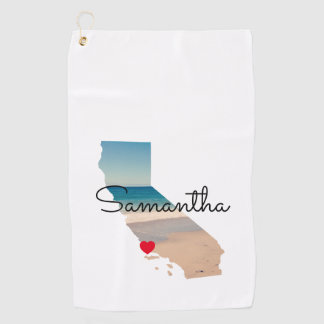 California Shape Heart Photo  Golf Towel