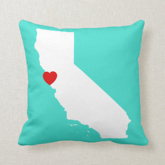 California Shape with Red Heart Throw Pillow