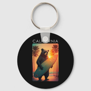 California Shirt Cool Republic Bear Surfing Beach Keychain