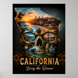 California Skull Art Print State of Mind