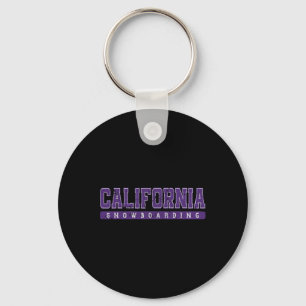 California Snowboarding Purple Vintage Text Keychain