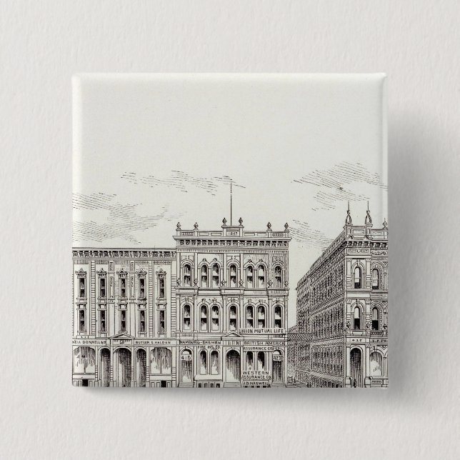 California South side Sansome and Leidesdorff 2 Inch Square Button (Front)