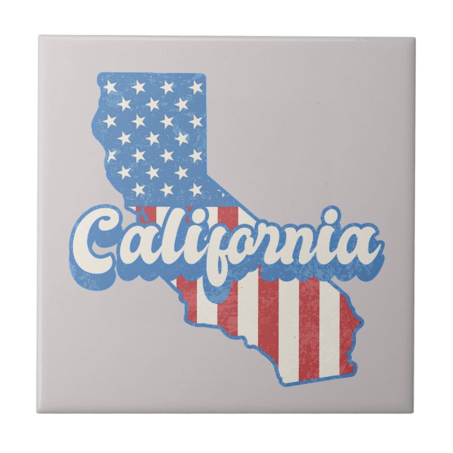 California Stars & Stripes Silhouette  Tile (Front)