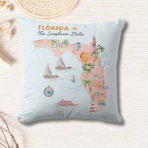 California State Art Map Throw Pillow