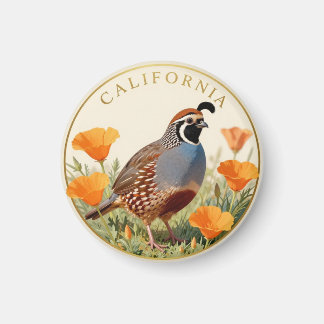 California State Bird California Quail & Golden Po Magnet