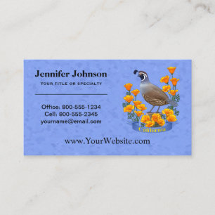 California State Bird Quail & Golden Poppy Business Card