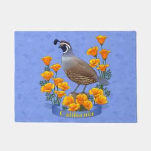 California State Bird Quail & Golden Poppy Doormat