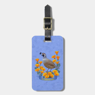 California State Bird Quail & Golden Poppy Luggage Tag