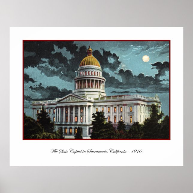 California State Capitol Moonlight Poster (Front)