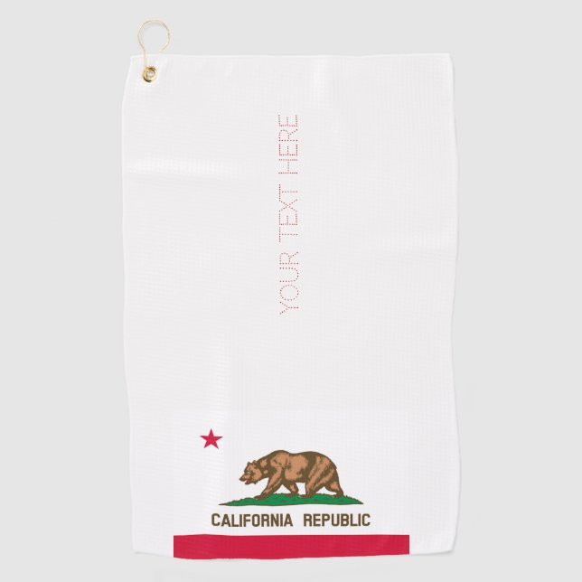 California State Flag Design Your Text on a  Golf Towel (Front)