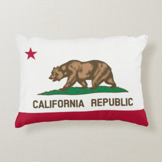 California State Flag Grizzly Bear Decorative Pillow