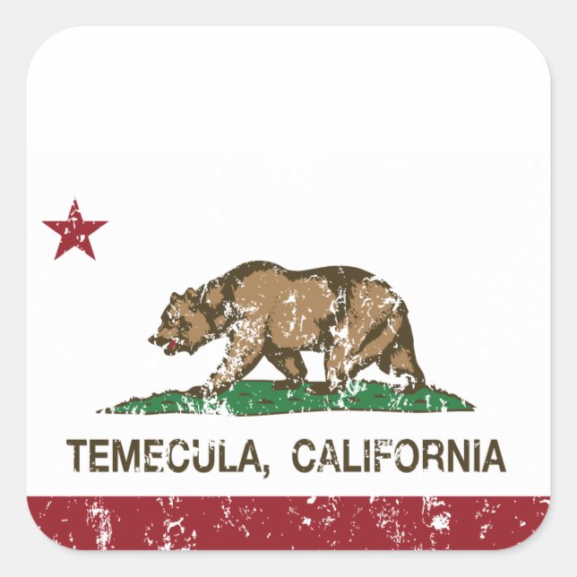 California State Flag Temecula Square Sticker (Front)