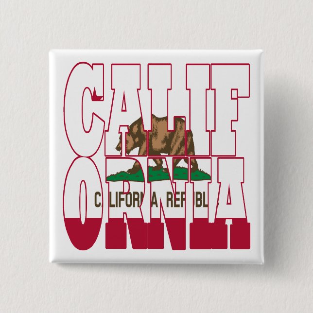 California state flag text 2 inch square button (Front)