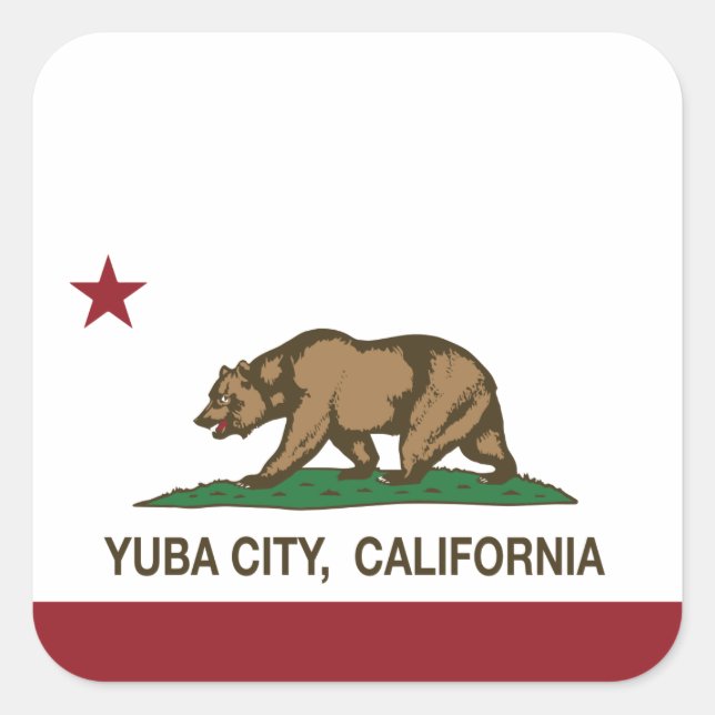 California State Flag Yuba City Square Sticker (Front)