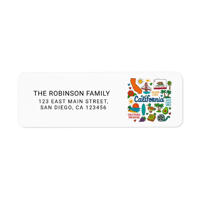 California State Icons Personalized Return Address (Front)